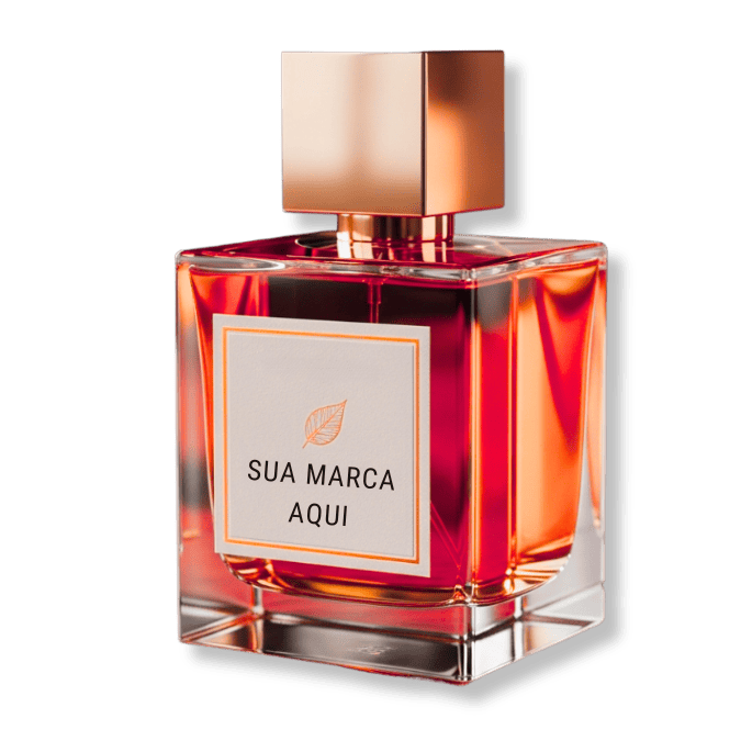 frasco de perfume com o rotulo SUA MARCA AQUI